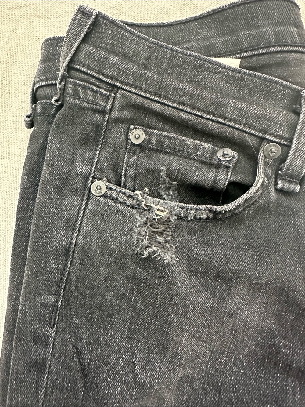 rag & bone / JEAN for Intermix Skinny Jeans Size 27 Black Distressed - Picture 15 of 16